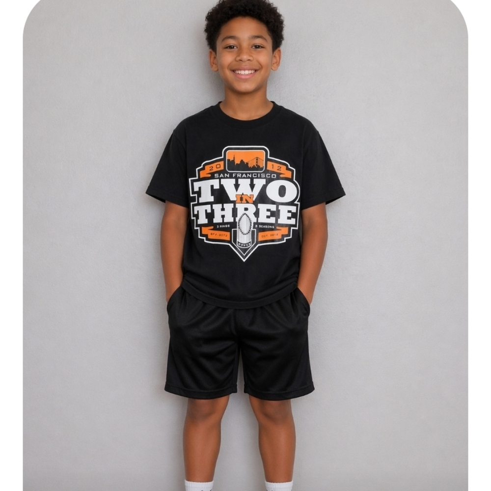 Port and Company Giants 2012 2 in Three Commemorative Black T Shirt Medium 10-12